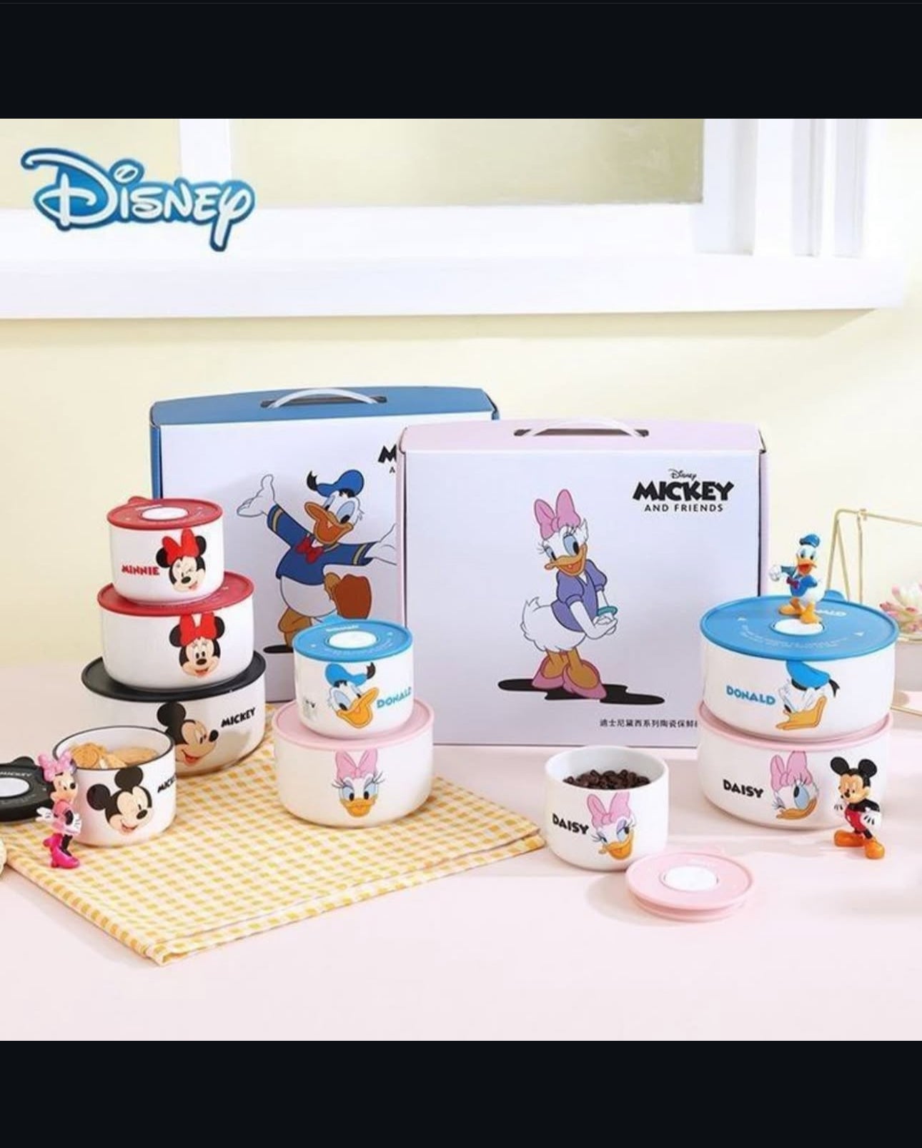 Walt Disney 3-Piece Airlock Food Container Set – Premium Quality Porcelain