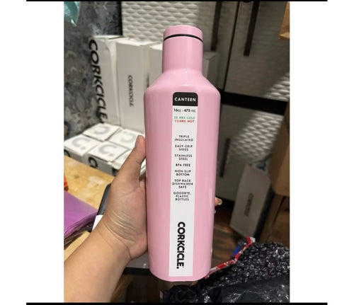 Corkcicle Pink Canteen 16oz Insulated Water Bottle – Stainless Steel Thermal Flask (475ml)