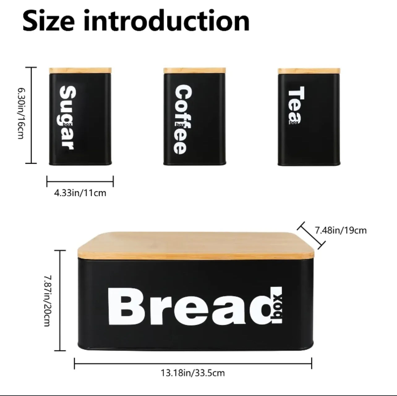 Bread Bin With Three Canister Set With Bamboo Lid