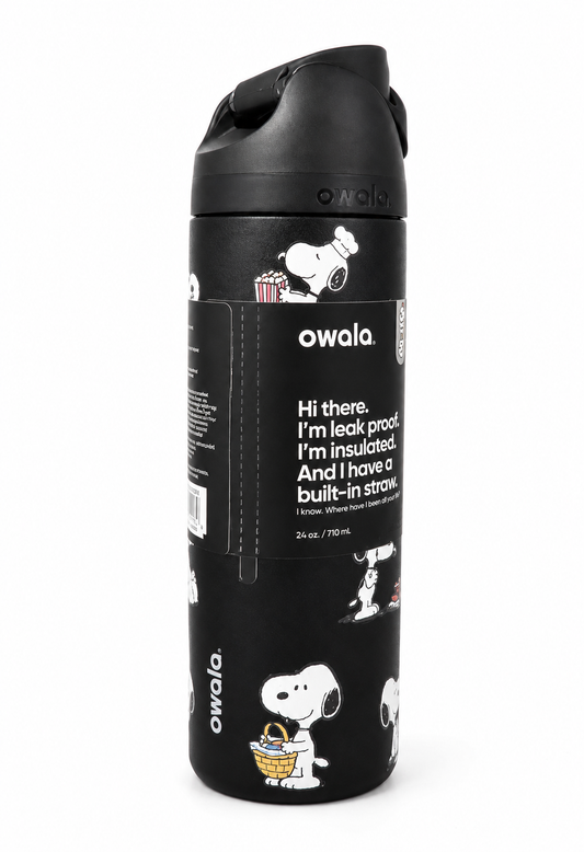 Owala FreeSip® 24oz Black Snoopy Insulated Stainless Steel Water Bottle