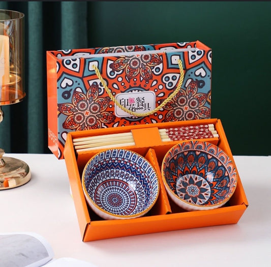 Bohemian Style Bowl 2Pcs Set Aesthetic Bowl/Ceramic Gift Packing