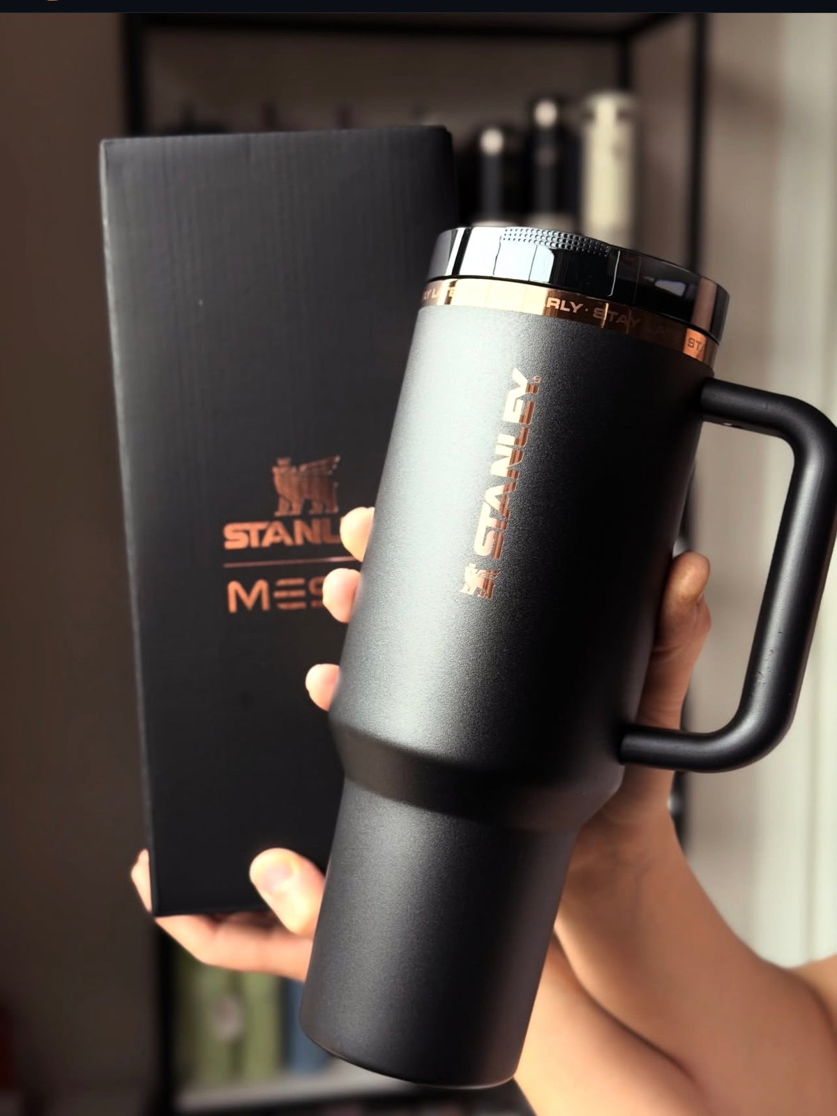 Stanley x Lionel Messi Quencher ProTour Flip Straw Tumbler 40oz – Black & Rose Gold Limited Edition (Original)