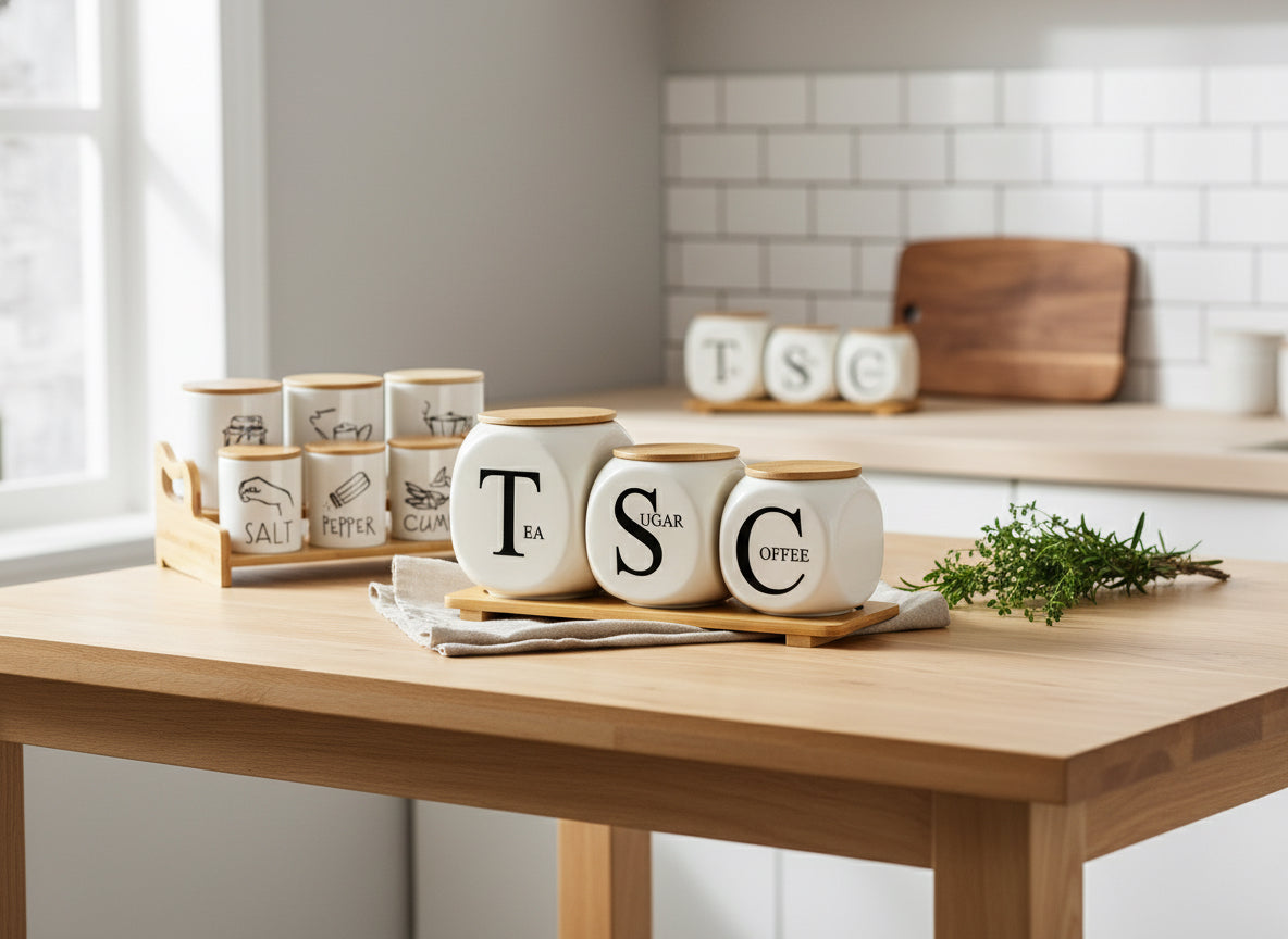 Modern Design Sugar Tea and Coffee Jar Set in Pakistan 3Pcs Set