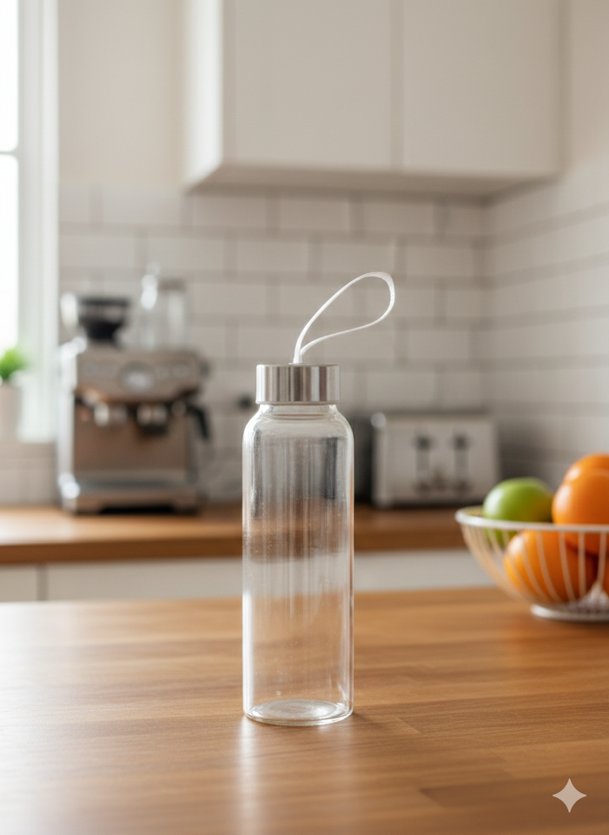280ml Borosilicate Glass Bottle – Premium Zamzam Water Container with Carrying Loop