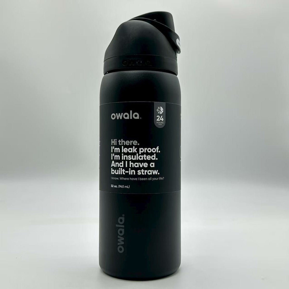 Owala FreeSip 32oz (945ml) – Very Very Dark Black Insulated Stainless Steel Water Bottle