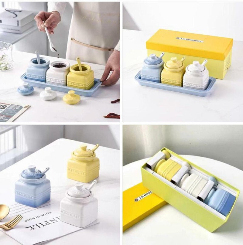 LE CREUSET SET OF 3 SEASONING JARS