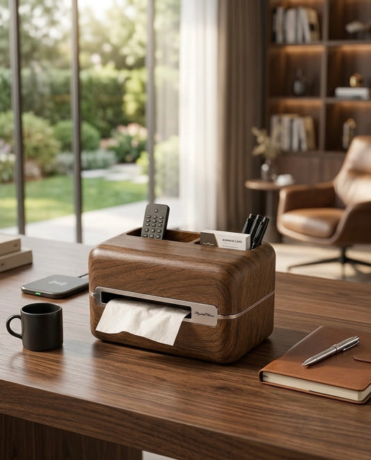 Luxury Magnetic Tissue Box & Remote Control Organizer – Elegant Multi-Purpose Desktop Storage