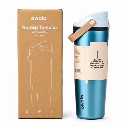Owala FreeSip Sway 30oz Metallic Blue Stainless Steel Tumbler