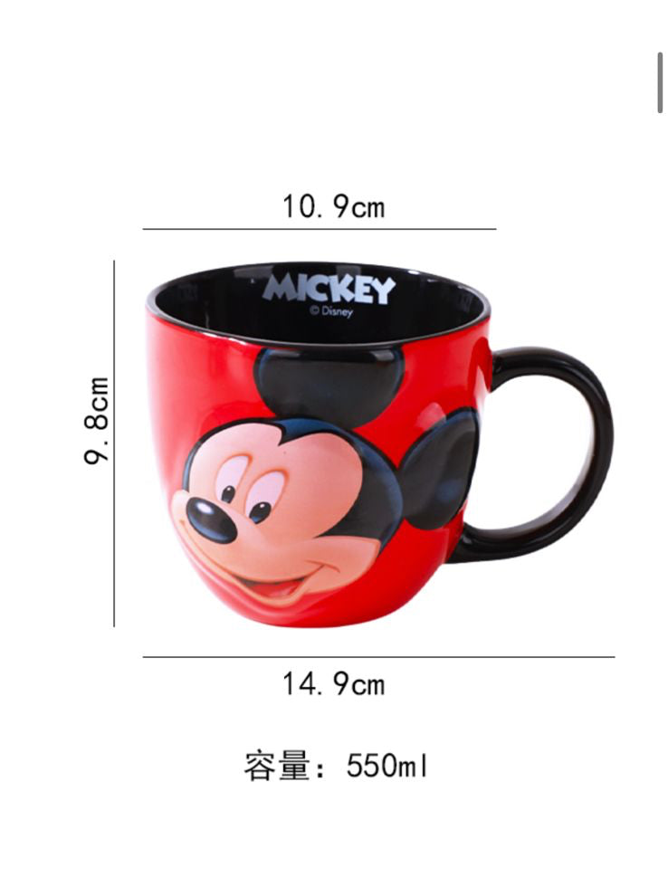 Disney Mickey Mouse 550ml Ceramic Mug - Large Coffee Cup with Handle,