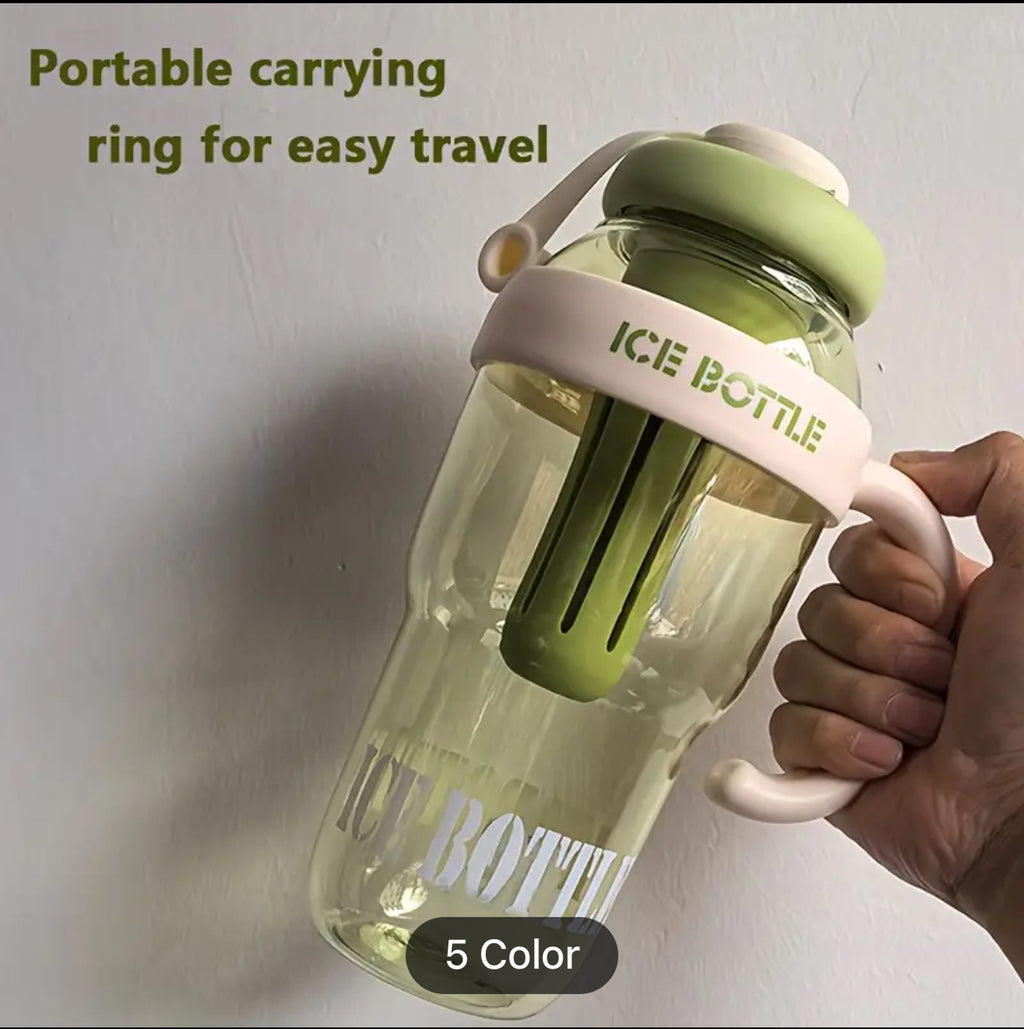 1300Ml Large Ice Water Bottle With Straw (Random Colour)