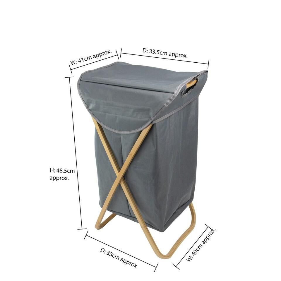 Bamboo Laundry Hamper - Foldable Fabric Laundry Basket with Lid