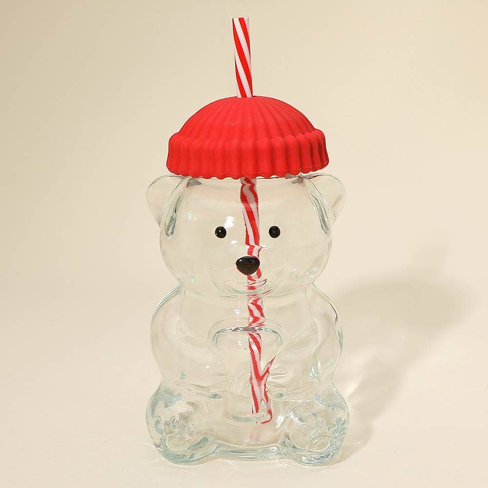 Bearista Coffee Glass with Straw & Lid | 20oz