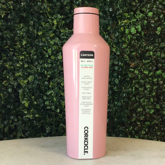 Corkcicle Pink Canteen 16oz Insulated Water Bottle – Stainless Steel Thermal Flask (475ml)