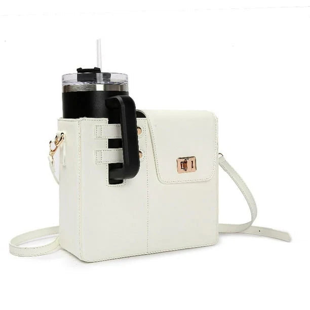 Crossbody Water Cup Storage Bag, Outdoor Water Bottle Carrier Bag With Storage Pocket, Tumbler Carrier Office Bag For Girls (Stanley Quencher Purse)