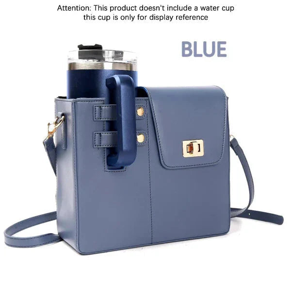 Crossbody Water Cup Storage Bag, Outdoor Water Bottle Carrier Bag With Storage Pocket, Tumbler Carrier Office Bag For Girls (Stanley Quencher Purse)