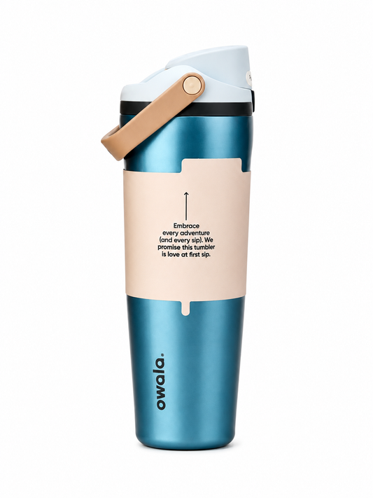 Owala FreeSip Sway 30oz Metallic Blue Stainless Steel Tumbler