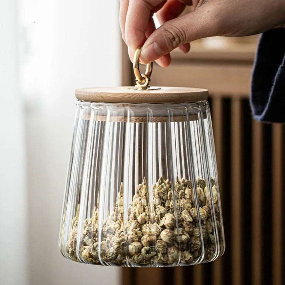 Sealed Transparent Glass Seasoning Pot With Lid Sugar Bowl Tea Storage Jar Salt Pepper 650Ml Each