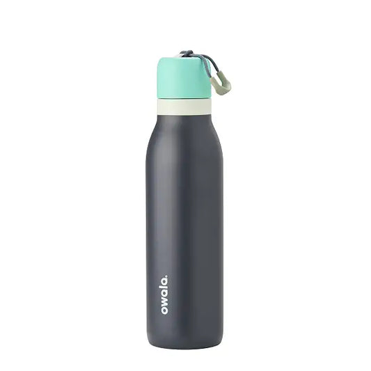 Owala FreeSip Twist Insulated Stainless Steel Water Bottle – Dark Grey & Mint Green | 24oz