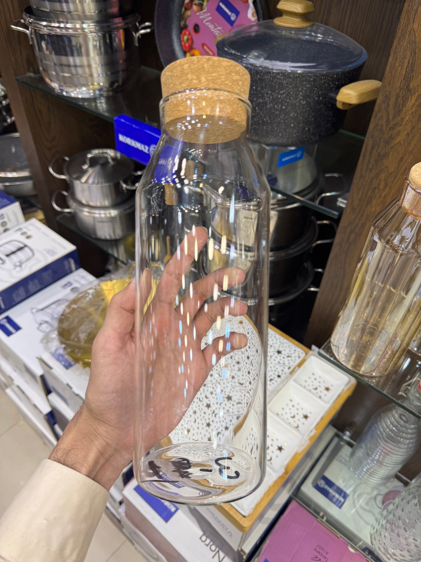 GLASS CORK WATER BOTTLE 1000 ml