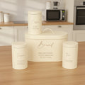 4-Piece Metal Bread Bin And Canister Set | Cream