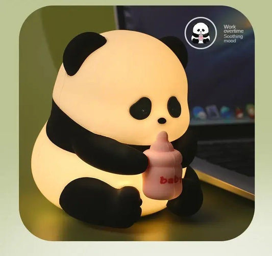 Cute Panda LED Night Light with Bottle – Soft Glow Bedside Lamp for Kids & Desk Decor