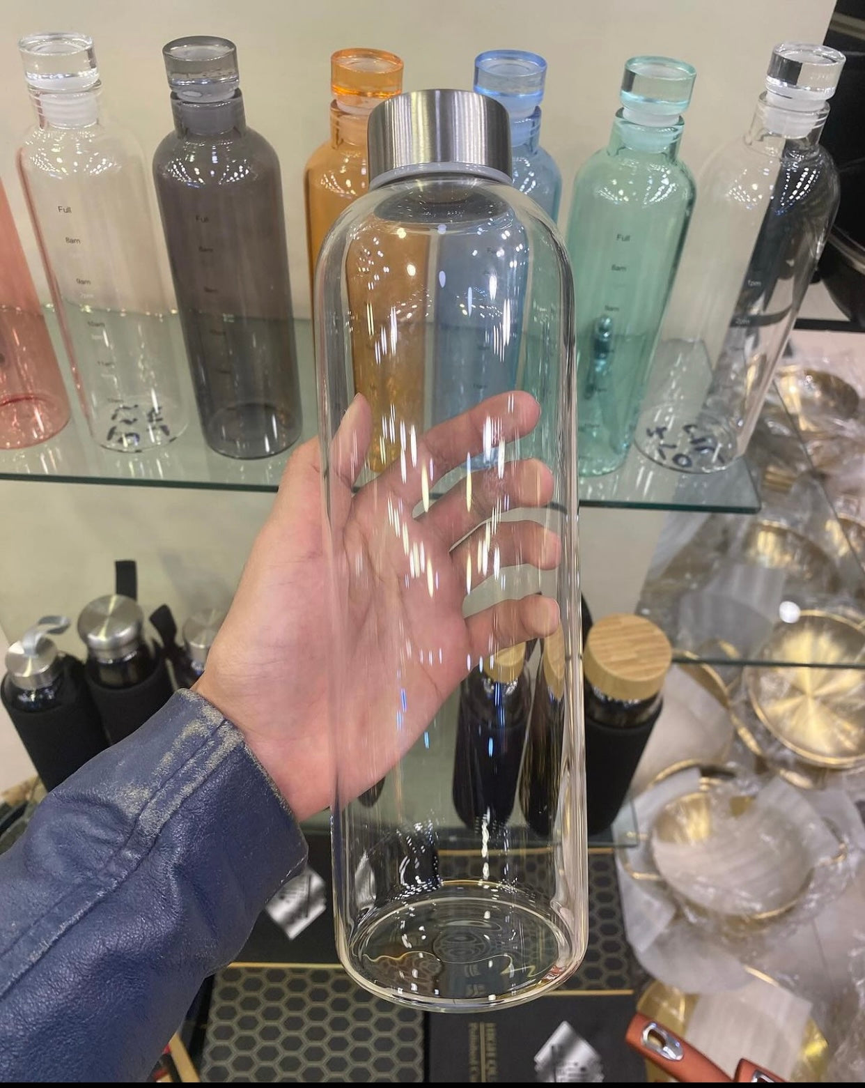 Borosilicate Glass Water Bottle With Black Sleeve | 550Ml & 1000Ml