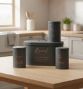4-Piece Metal Bread Bin And Canister Set | Grey