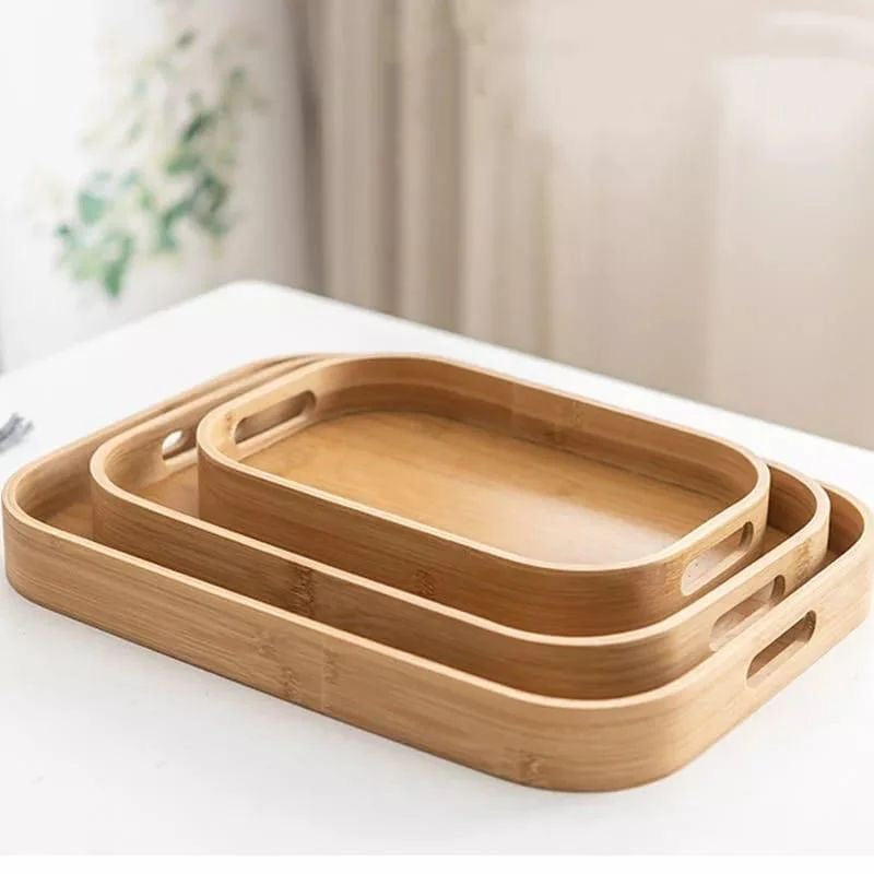 3-Piece Bamboo Serving Tray Set