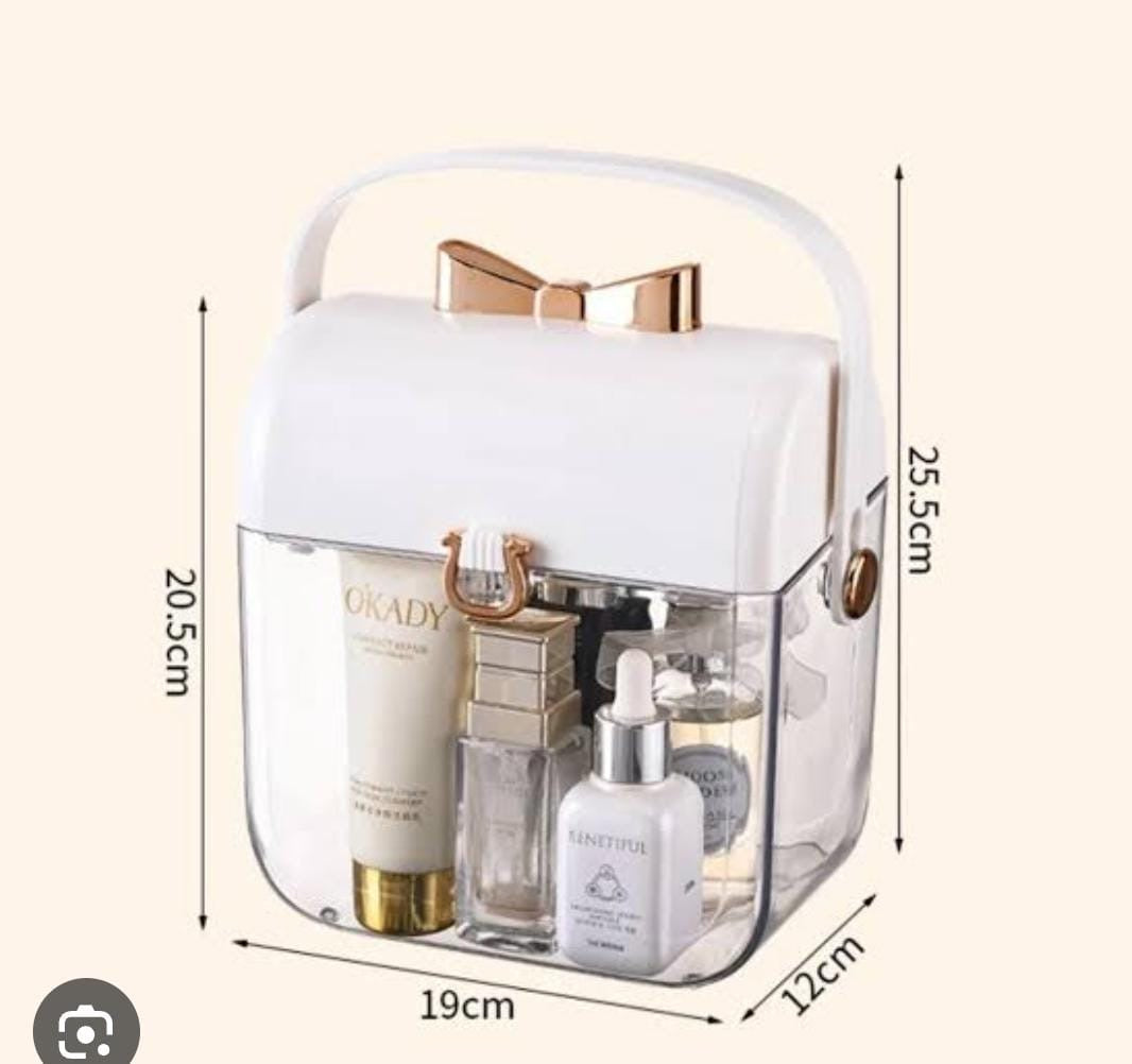 Premium Makeup Storage Case with Handle – Clear Vanity Organizer