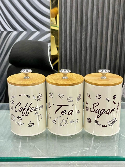 3Pcs Metal Airtight Storage Jars Set