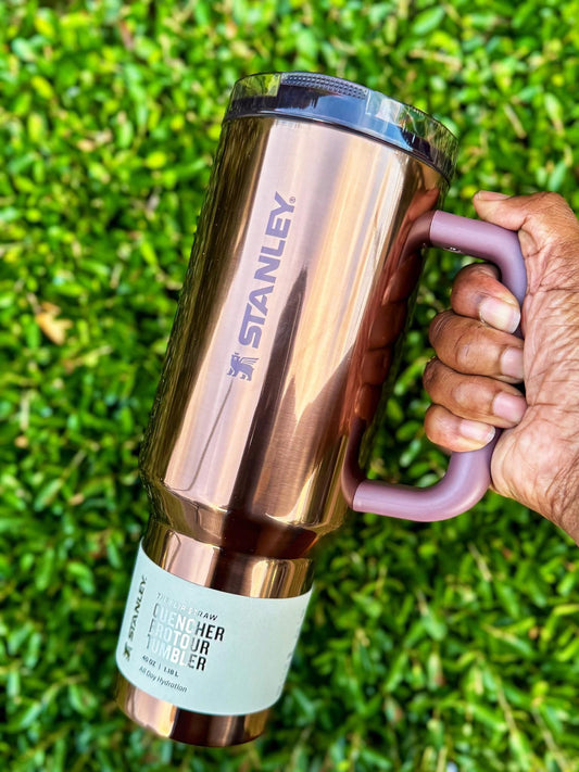 STANLEY QUENCHER PROTOUR FLIP STRAW GLOSSY ROSE GOLD TUMBLER | 40OZ