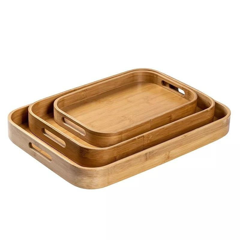 3-Piece Bamboo Serving Tray Set