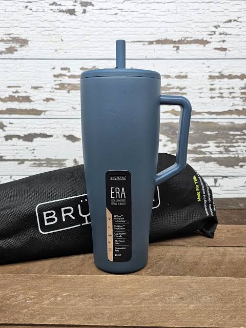 BrüMate Era 40 oz Tumbler with Handle and Straw | 100% Leakproof Insulated Tumbler with Lid and Straw | Made of Stainless Steel | Cup Holder Friendly Base | 40oz (Nightfall Blue)