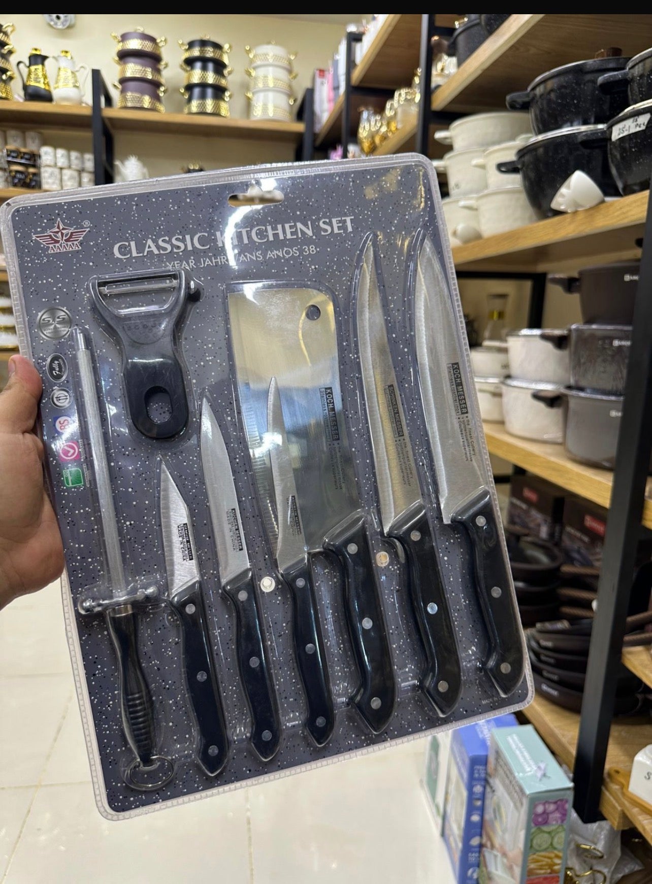 8-Piece Professional Knife & Tool Collection with Peeler, Sharpener, Cleaver, Knives