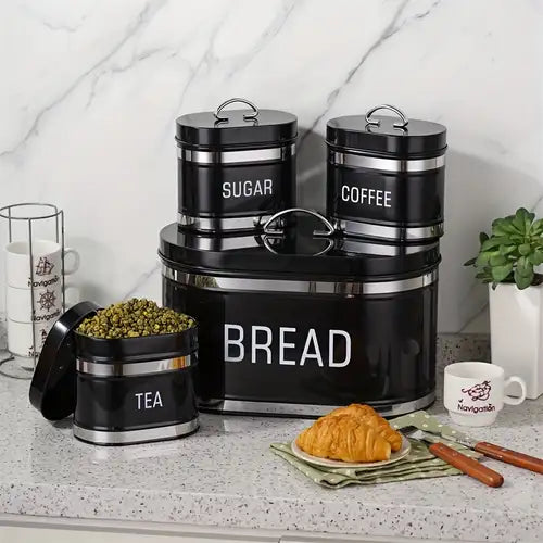 Royal Homeware 4pc Breadbin & Canister Set - Florenzo Collection