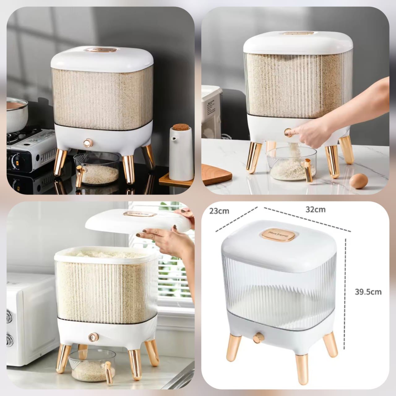10kg Rice Storage Container Rice Bucket Insect-Proof Organizer For Kitchen