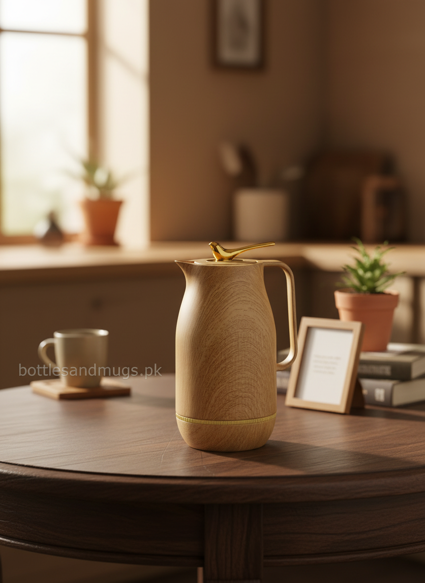 Arabic-style insulated thermal coffee carafe or vacuum flask - 1L