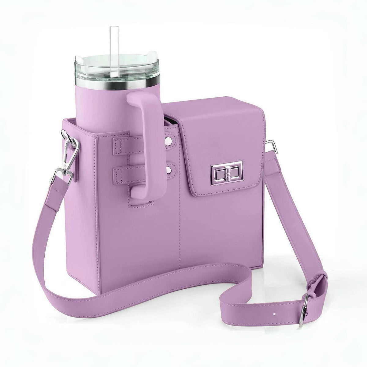 Crossbody Water Cup Storage Bag, Outdoor Water Bottle Carrier Bag With Storage Pocket, Tumbler Carrier Office Bag For Girls (Stanley Quencher Purse)