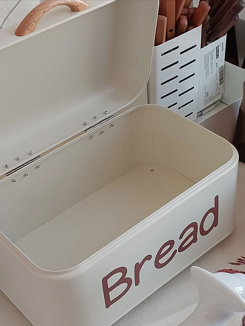 2PCS Nordic Style Bread Box Set – Metal Kitchen Counter Storage Bins with Wooden Handles