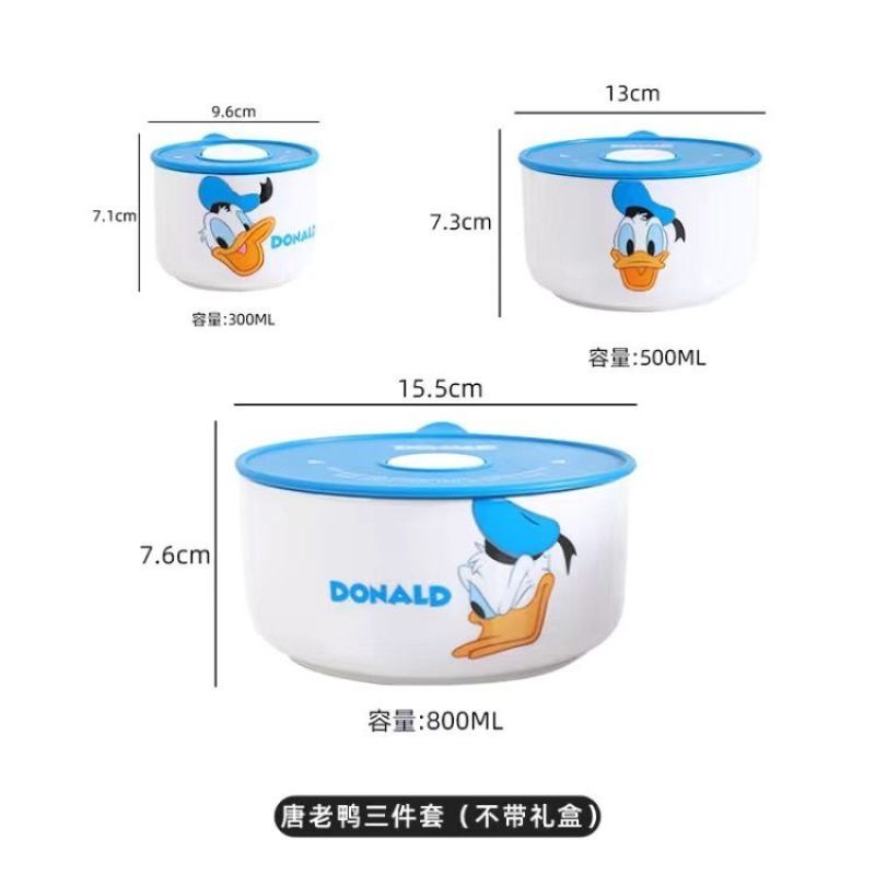 Walt Disney 3-Piece Airlock Food Container Set – Premium Quality Porcelain