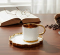 6 Pcs Luxury Ceramic Coffee Mug & Saucer Set – Gold Handle Tea Cup Set