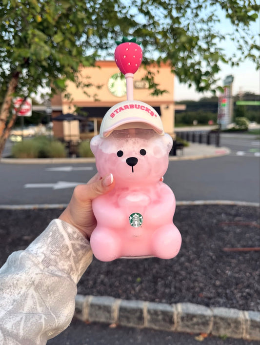 Starbucks Strawberry Bearista Pink Edition Glass Cup 20oz
