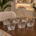 6-Piece Diamond Cut Crystal Glass Tumbler Set with Gold Rim