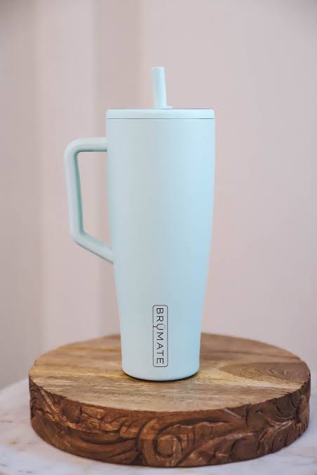 BrüMate Era 40 oz Tumbler with Handle and Straw | 100% Leakproof Insulated Tumbler with Lid and Straw | Made of Stainless Steel | Cup Holder Friendly Base | 40oz (Blue Agave)