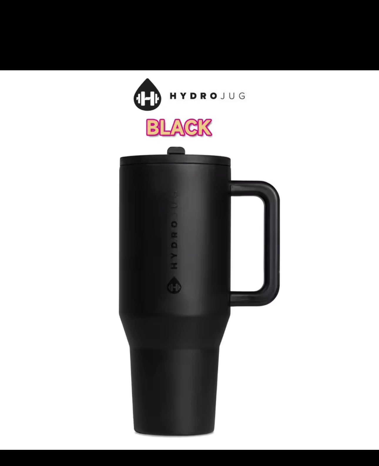 HydroJug Traveler - 32 oz Water Bottle with Handle & Flip Straw - Fits in Cup Holder, Leak Resistant Tumbler-Reusable Insulated Stainless Steel & Rubber Base