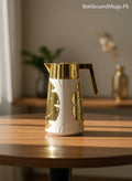 Luxury Gold & White 1L Thermal Carafe | Premium Vacuum-Insulated Coffee & Tea Flask For Hot And Cold Drinks