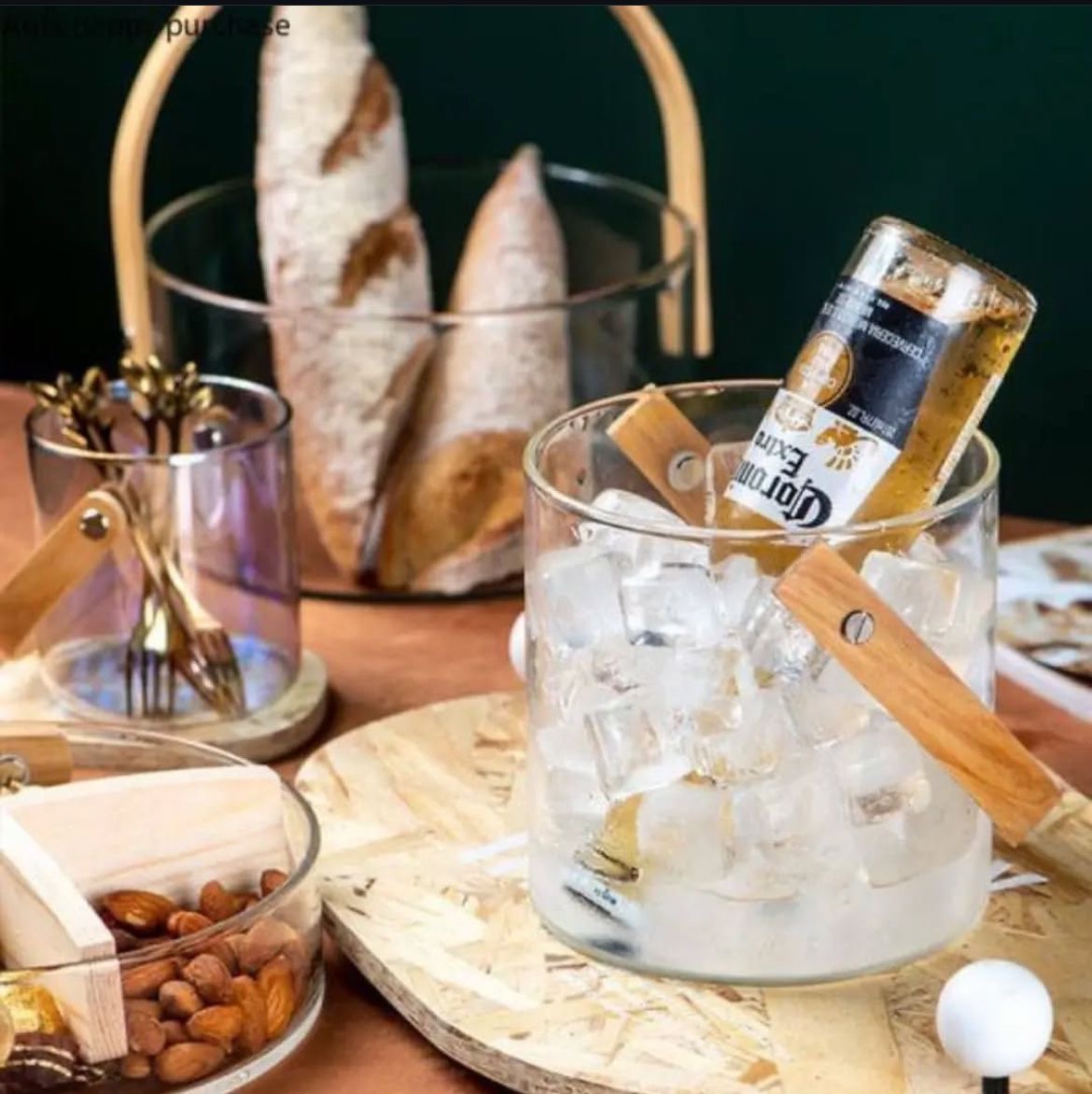Ice Buckets for Parties Storage Bucket Glass Transparent Champagne Beer Bucket Suitable for Family Bar Banquet Parties Keeps Ice Cold & Dry | Round