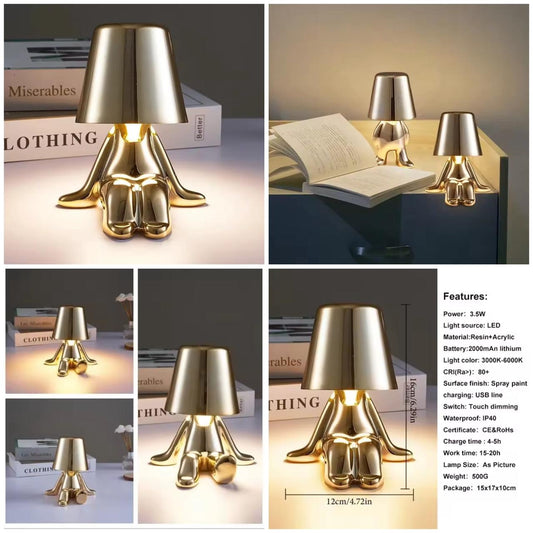 This is a Muse Thinker Little Man rechargeable LED table lamp