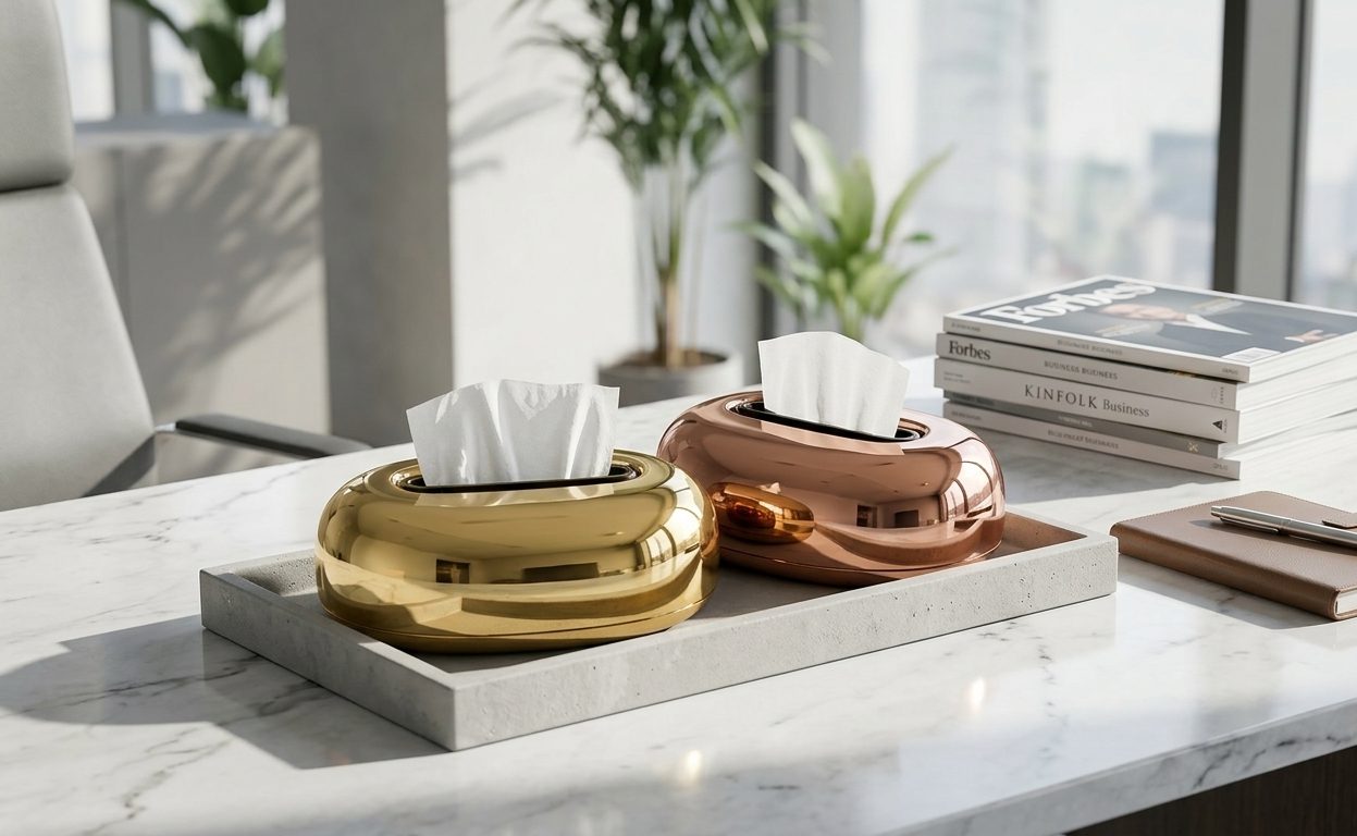 Luxury Chrome Tissue Box Holder – Elegant Modern Tissue Dispenser for Home & Office