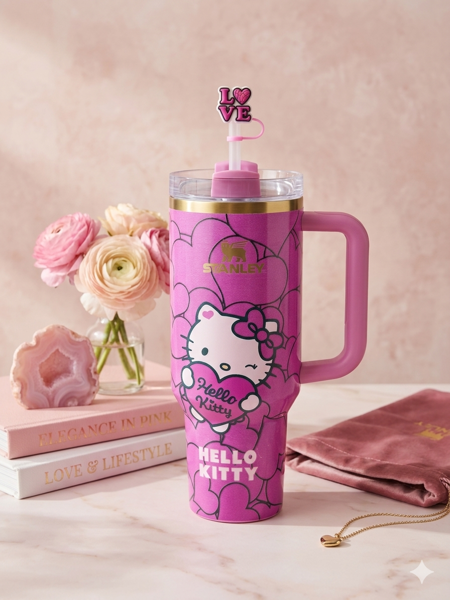 Stanley Hello Kitty x LoveShackFancy 40oz Quencher H2.0 FlowState Tumbler With Gift Box